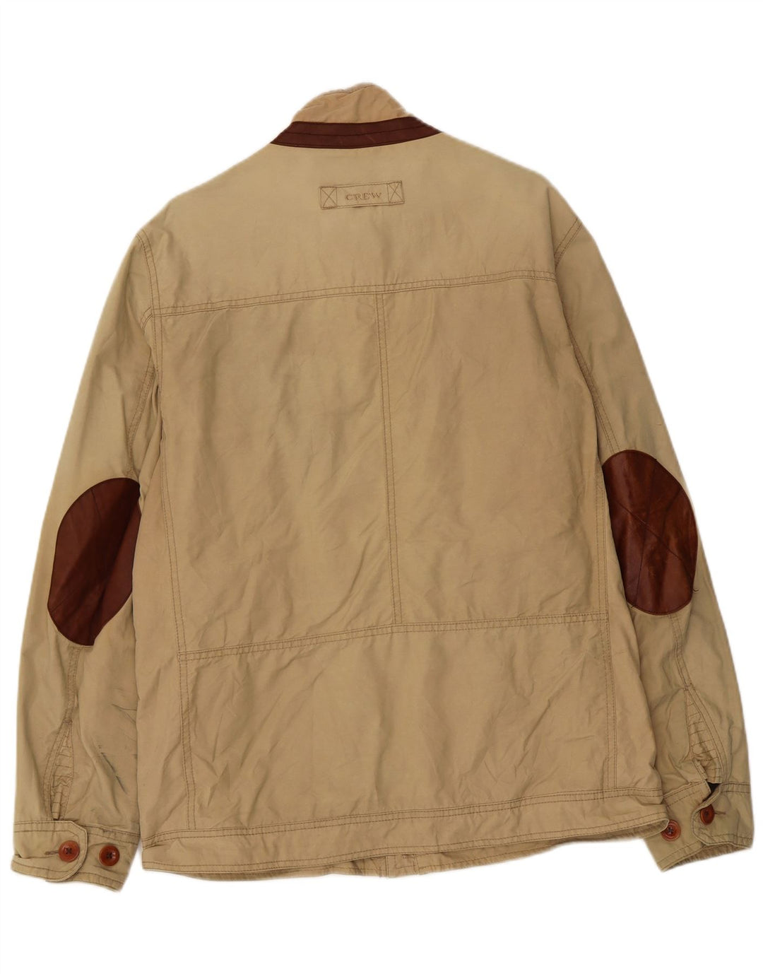 Crew Clothing Mens Bomber Jacket UK 40 Large Beige Cotton
