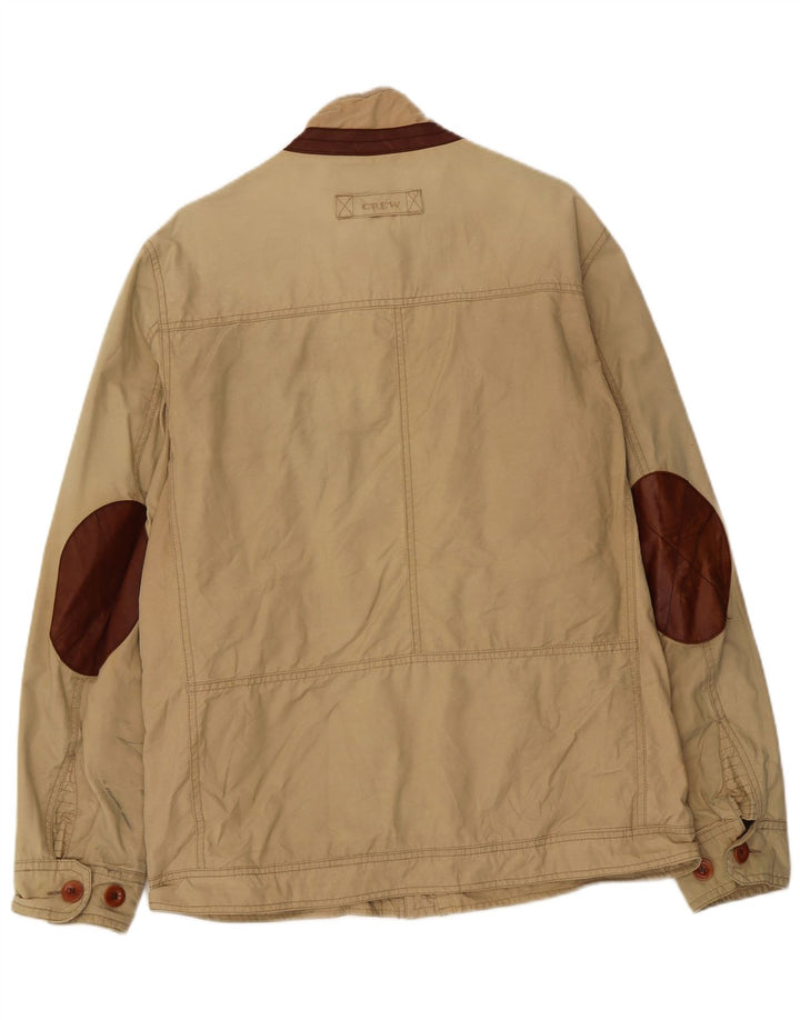 Crew Clothing Mens Bomber Jacket UK 40 Large Beige Cotton