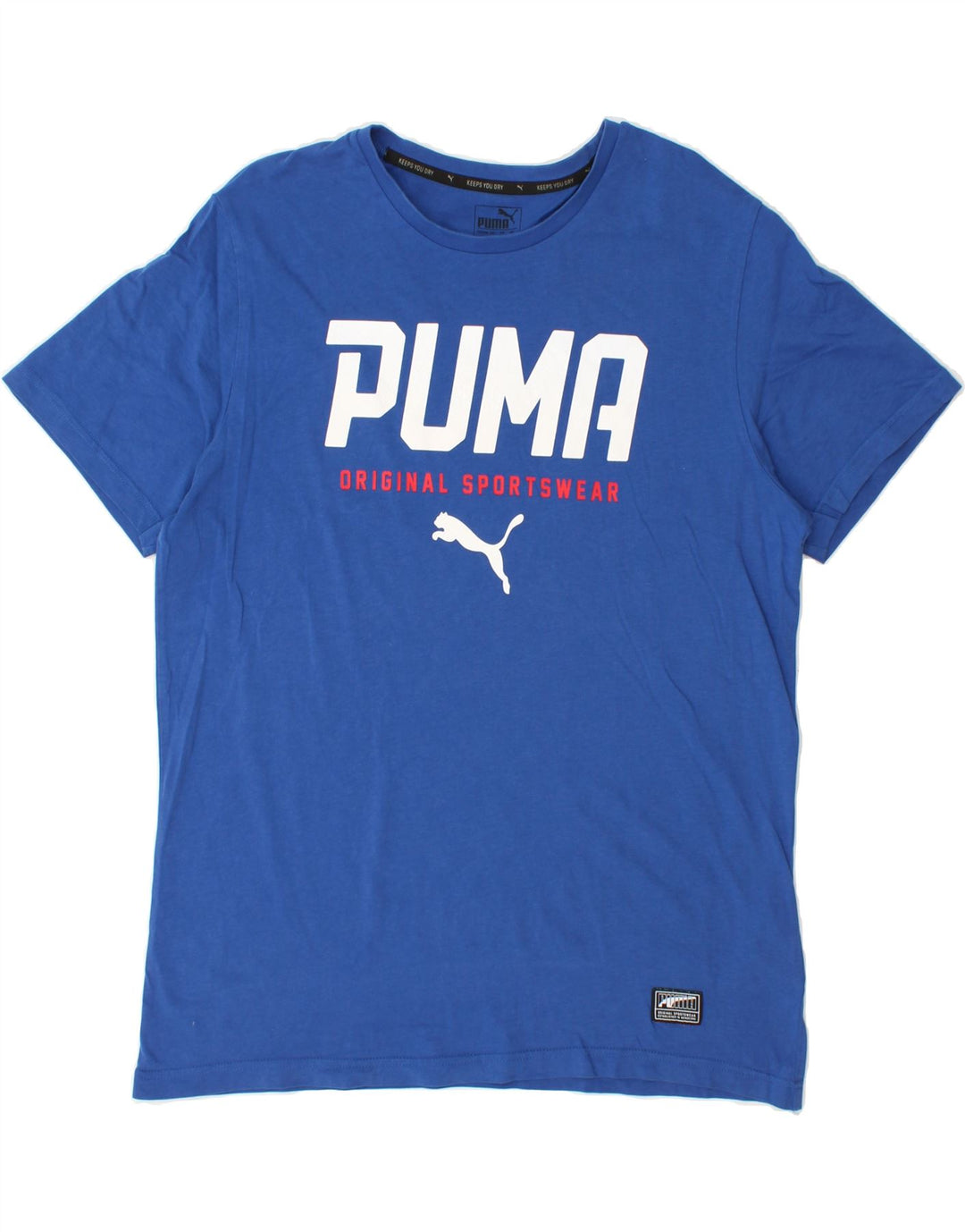 PUMA Mens Graphic T-Shirt Top Large Blue Cotton Vintage Puma and Second-Hand Puma from Messina Hembry 