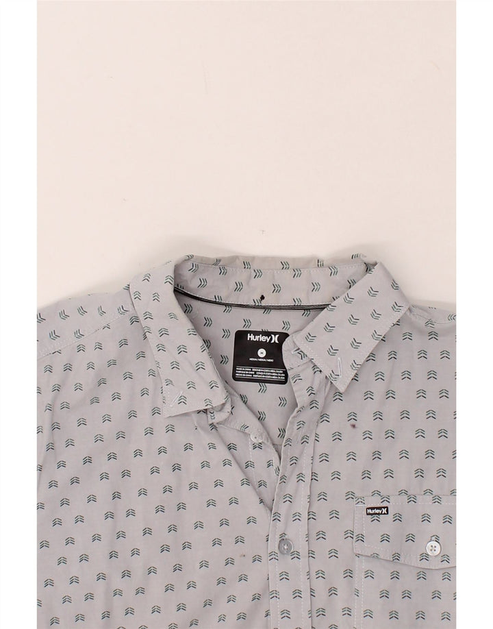 HURLEY Mens Abstract Pattern Short Sleeve Shirt Medium Grey Cotton Vintage Hurley and Second-Hand Hurley from Messina Hembry 