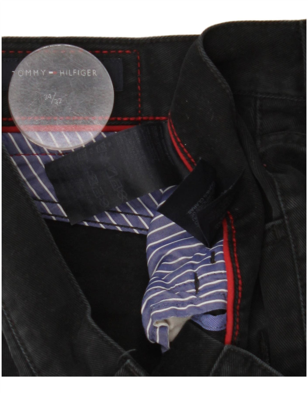 TOMMY HILFIGER Muške ravne traperice W34 L27 crni pamuk