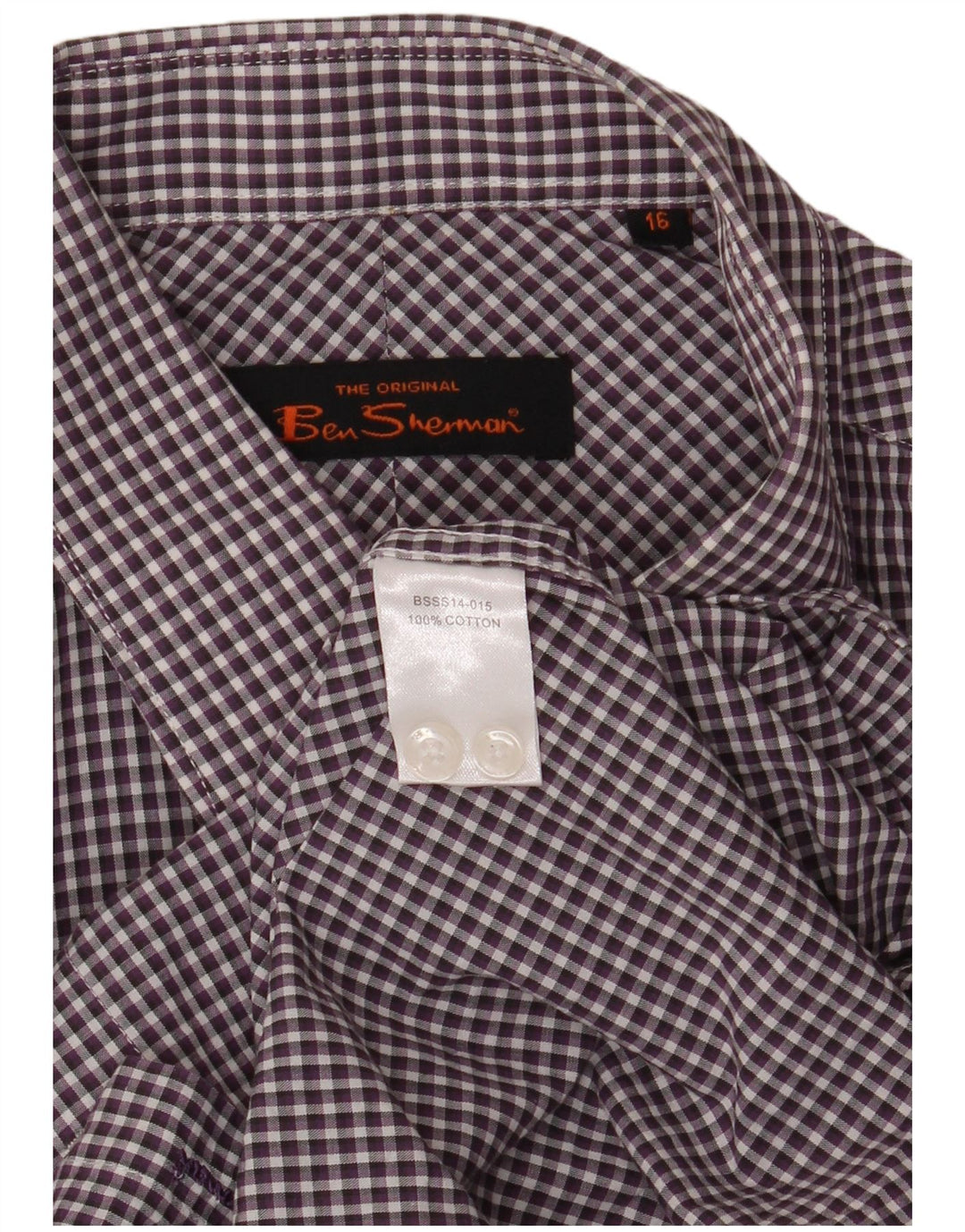 Ben Sherman muška košulja veličine 16 veliki ljubičasti pamuk od ginghama