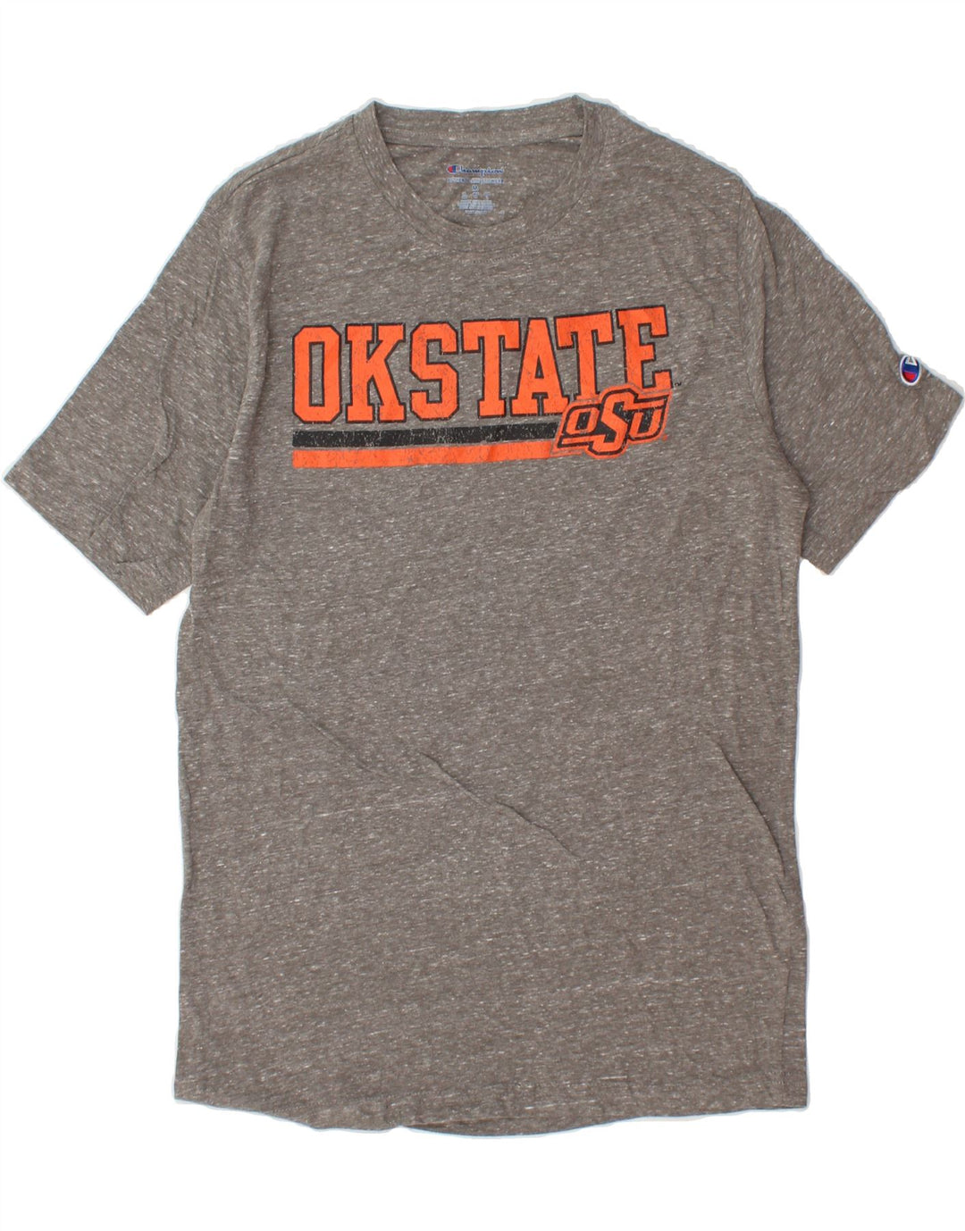 CHAMPION Mens Okstate Graphic T-Shirt Top Medium Grey Flecked Cotton Vintage Champion and Second-Hand Champion from Messina Hembry 