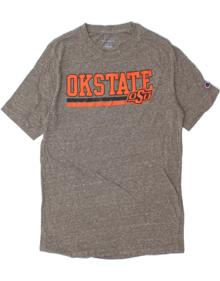CHAMPION Mens Okstate Graphic T-Shirt Top Medium Grey Flecked Cotton Vintage Champion and Second-Hand Champion from Messina Hembry 