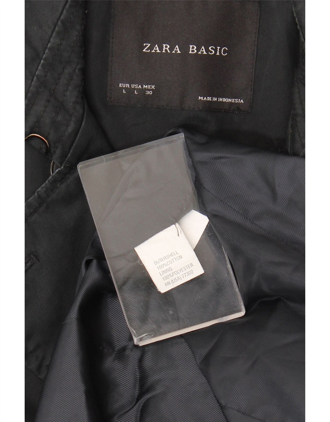 Zara ženski trenč kaput UK 16 veliki crni pamuk