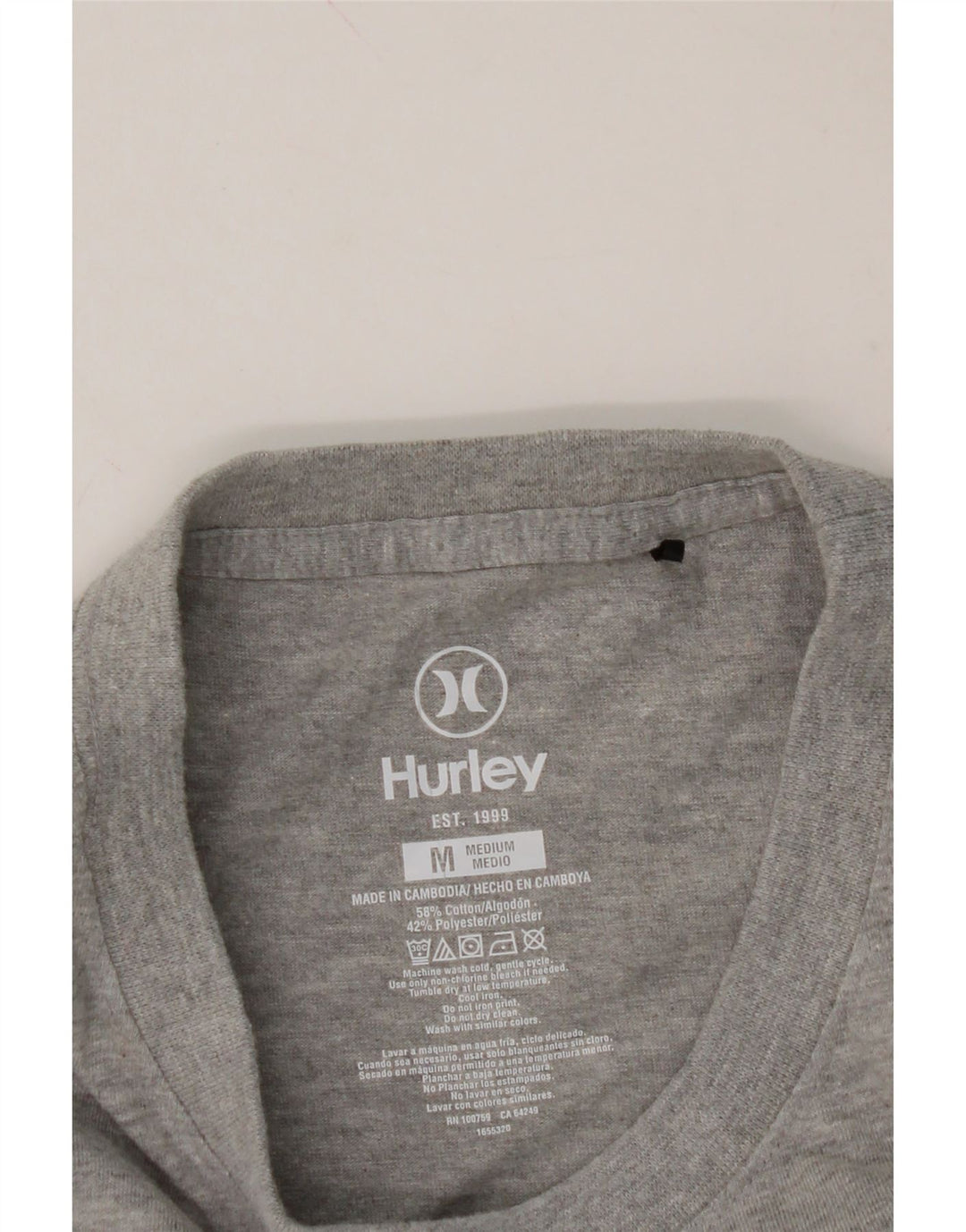 HURLEY Mens Graphic Top Long Sleeve Medium Grey Cotton Vintage Hurley and Second-Hand Hurley from Messina Hembry 