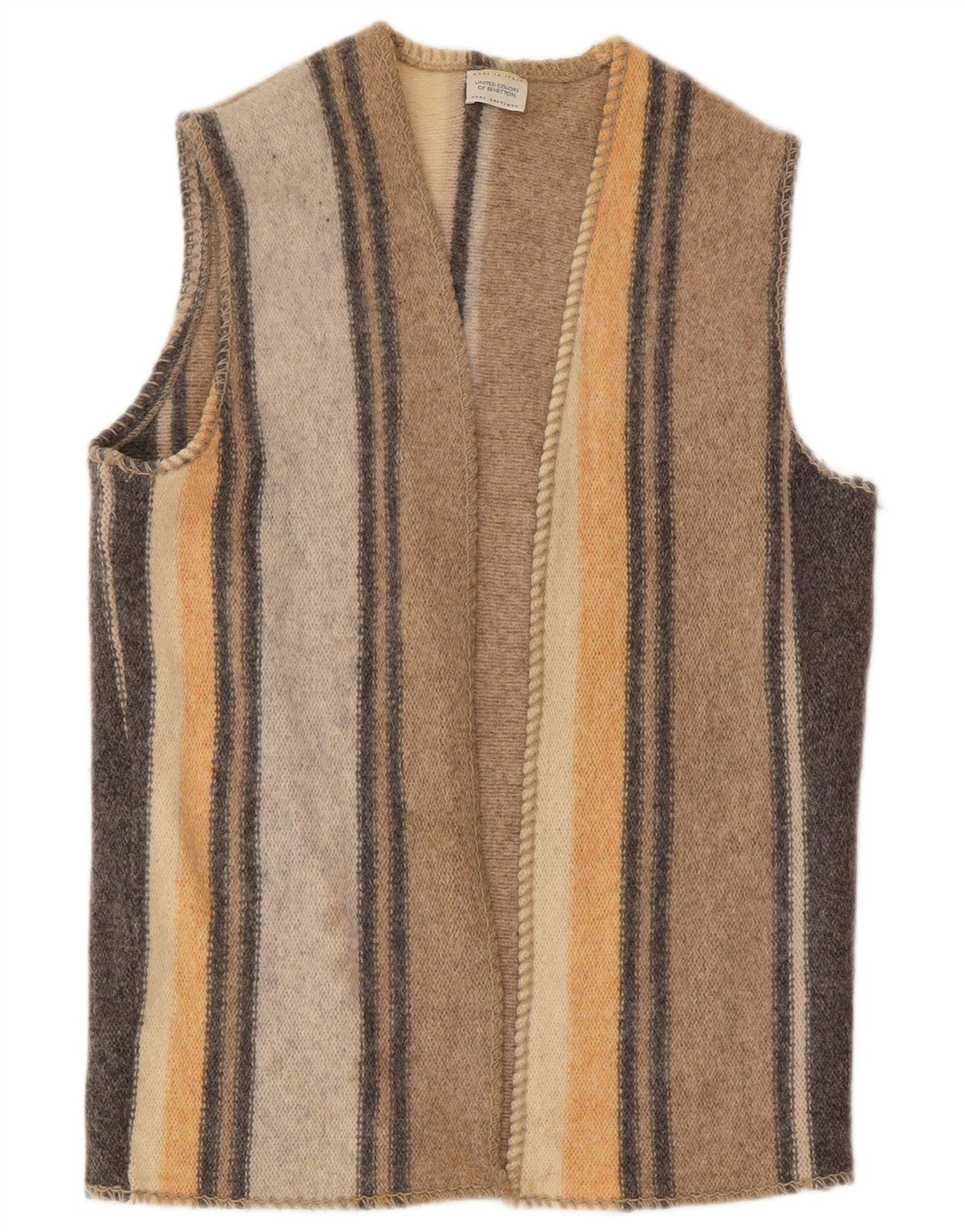 Benetton ženski džemper bez rukava UK 16 Veliki raznobojni vuneni