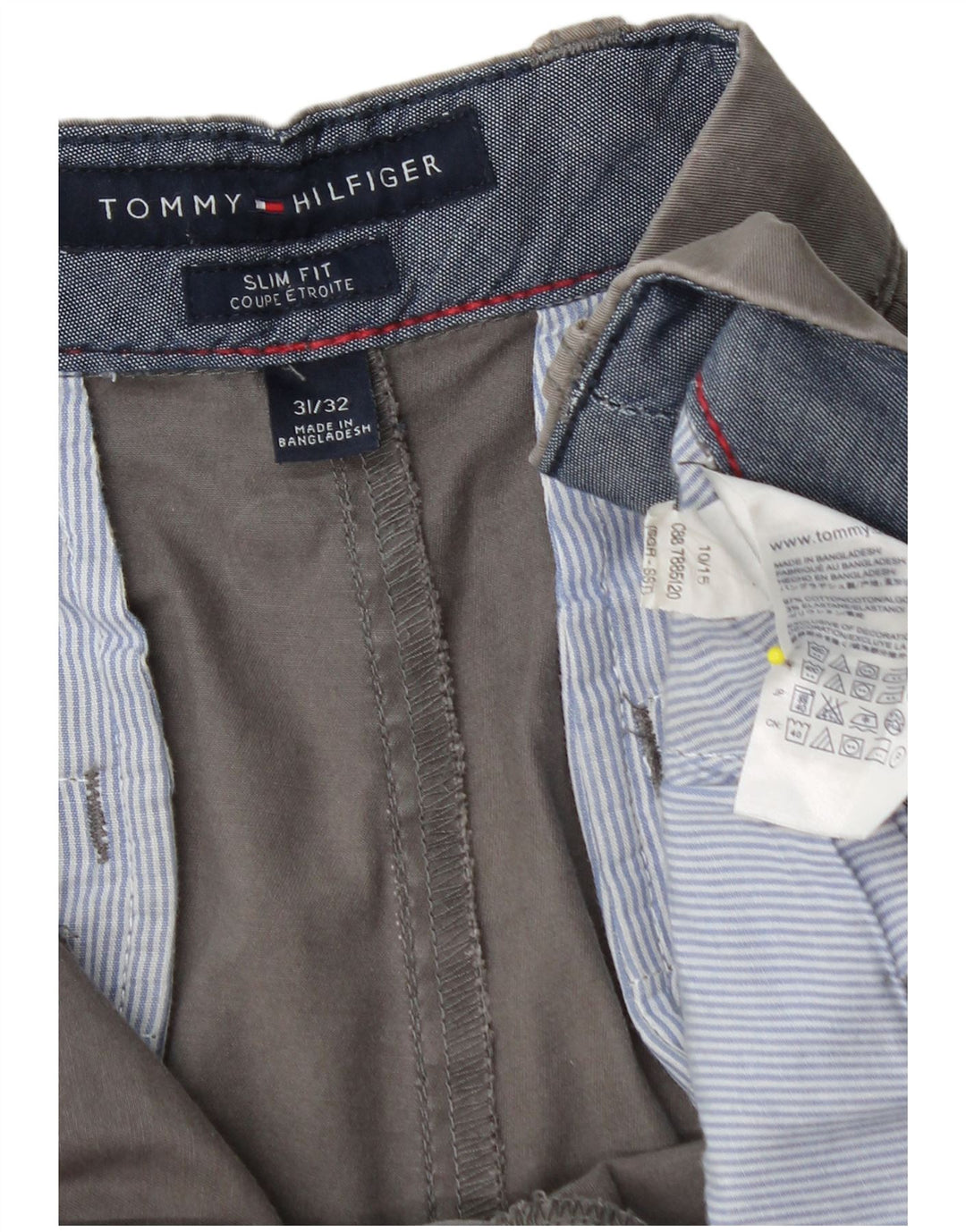 TOMMY HILFIGER Muške Etroite uske chino hlače W31 L32 Sivi pamuk