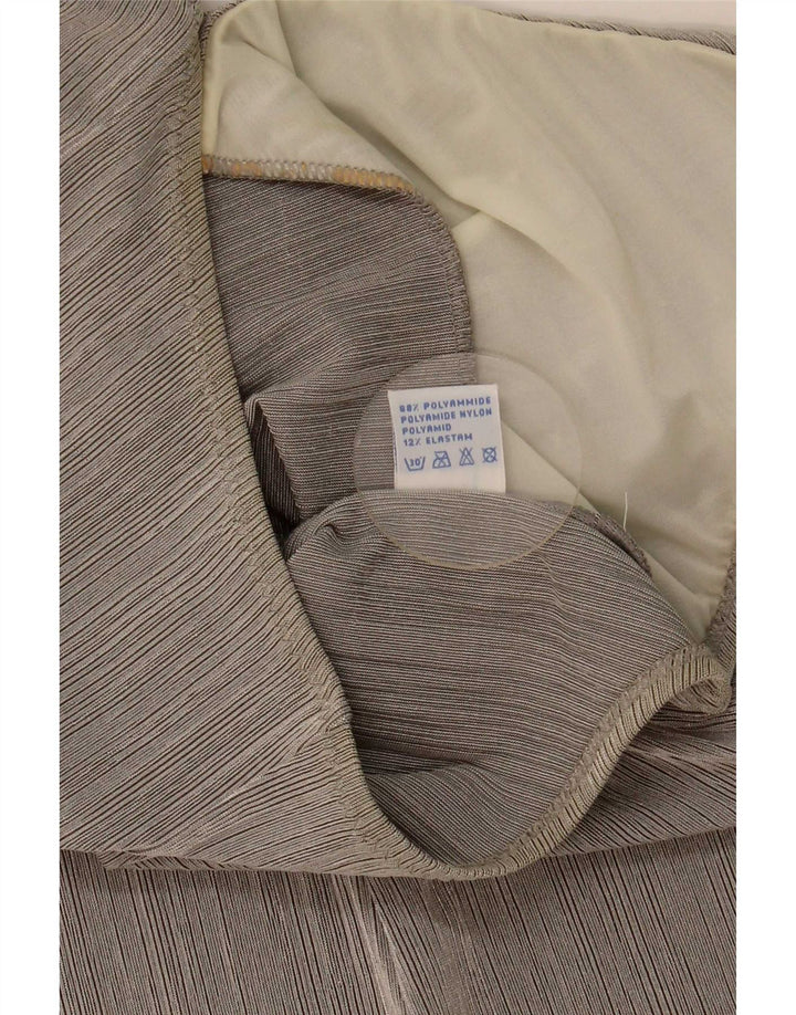 Vintage ženska mini halter haljina UK 12 srednje siva prugasta poliamid