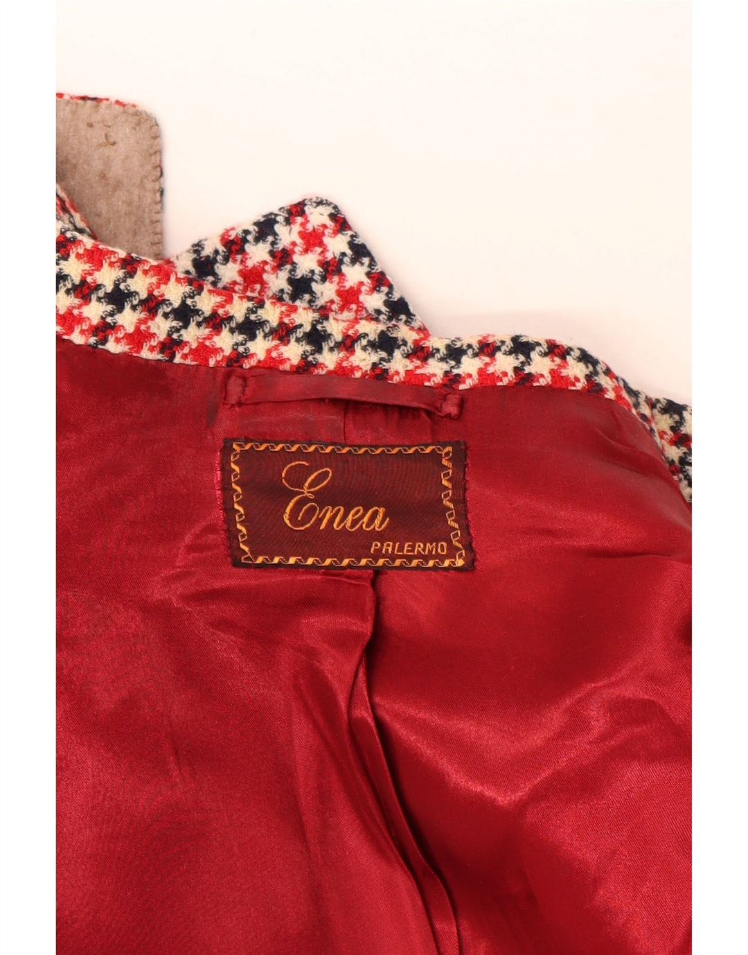 Vintage ženska jakna s 3/4 rukavima UK 16 Velika crvena houndstooth