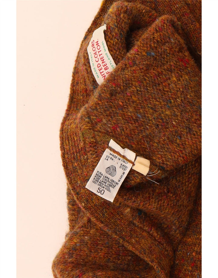 Benetton muški kardigan pulover IT 50 srednje smeđe nove vune s pjegama