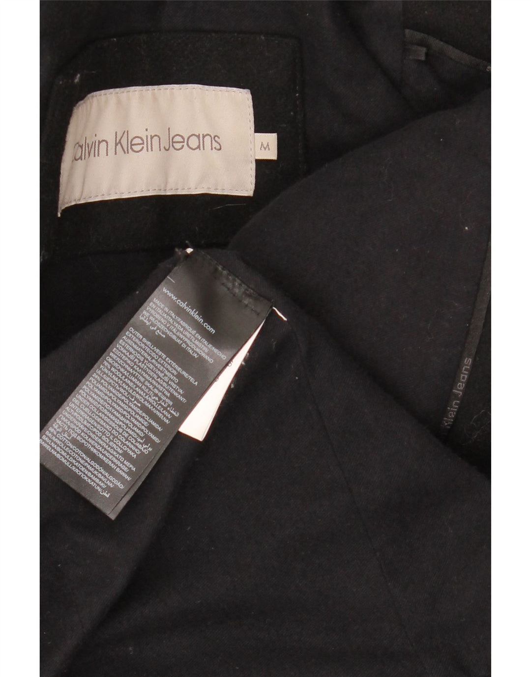 CALVIN KLEIN JEANS Ženski graškasti kaput UK 14 Srednja crna vuna