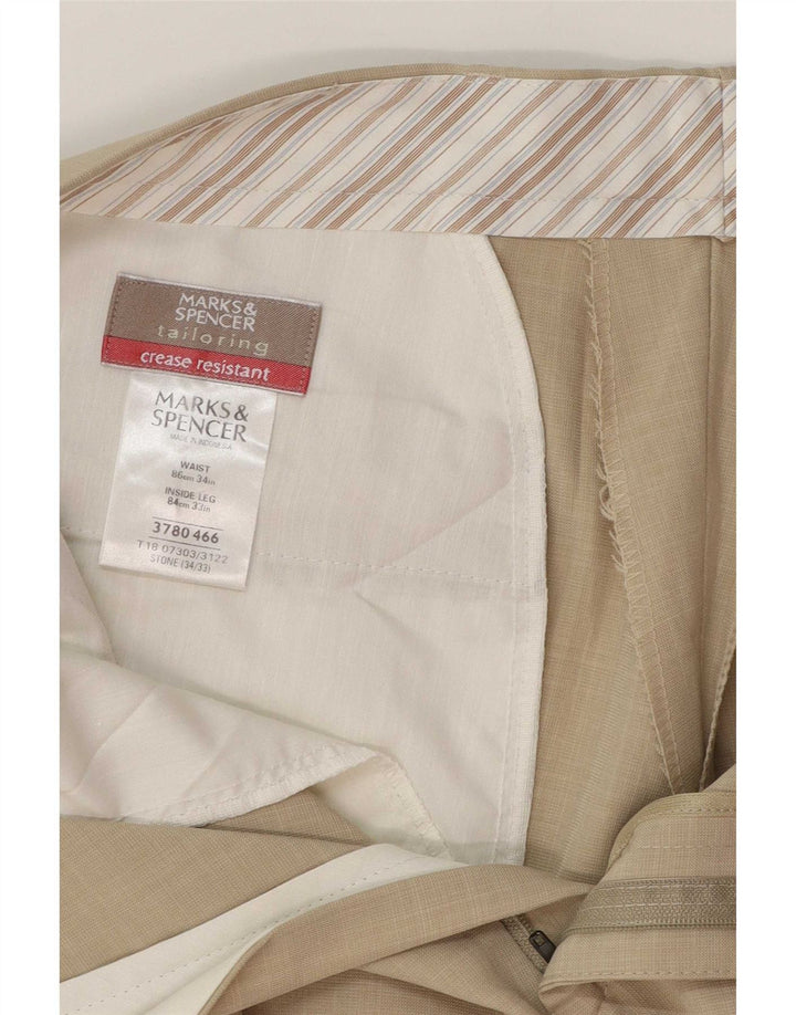 Marks & Spencer muške hlače ravnog odijela W34 L28 bež poliester