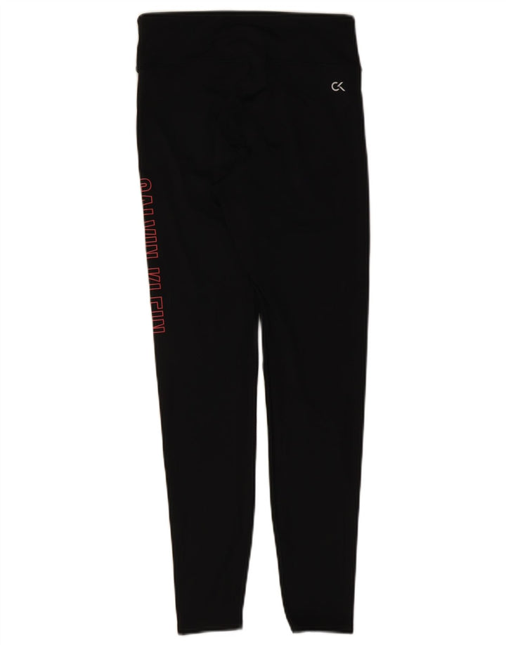 CALVIN KLEIN Womens Graphic Leggings UK 10 Small Black Polyamide