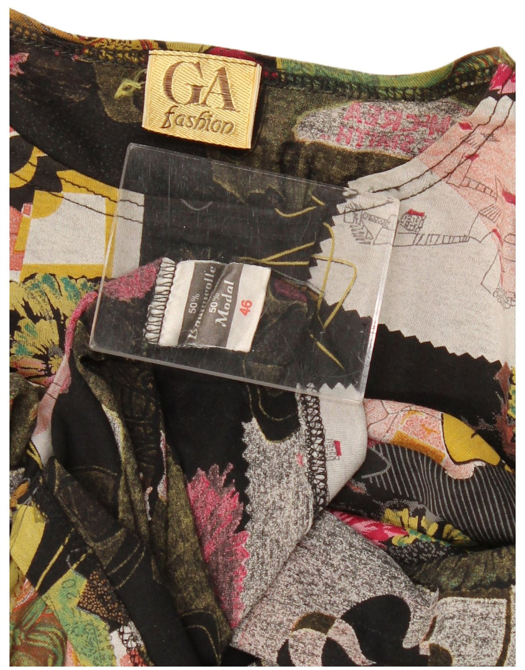 VINTAGE Ženska grafička majica s kratkim rukavima EU 46 XL Raznobojni pamuk