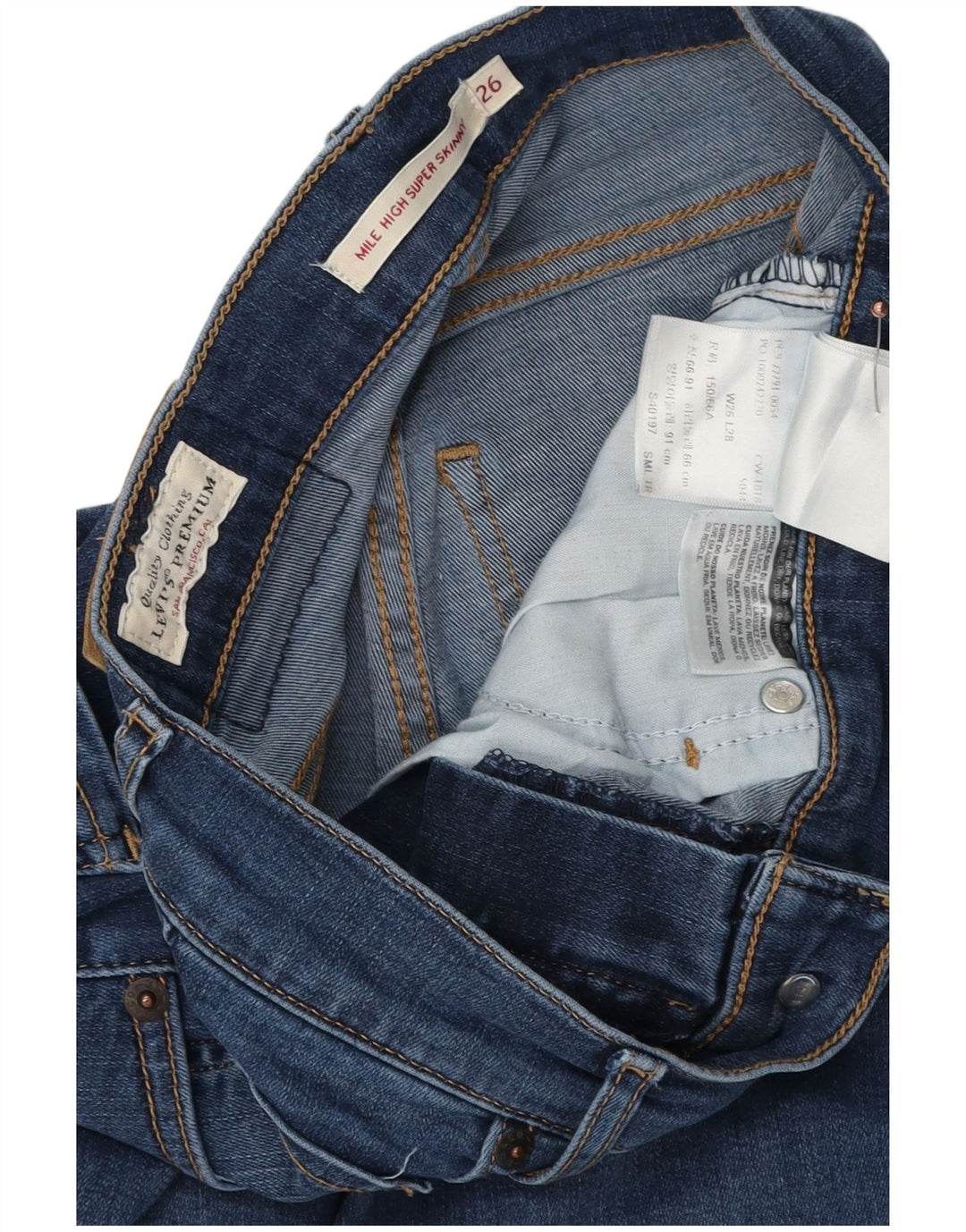 LEVI'S Ženske Mile High Super Skinny traperice W26 L28 Plavi pamuk