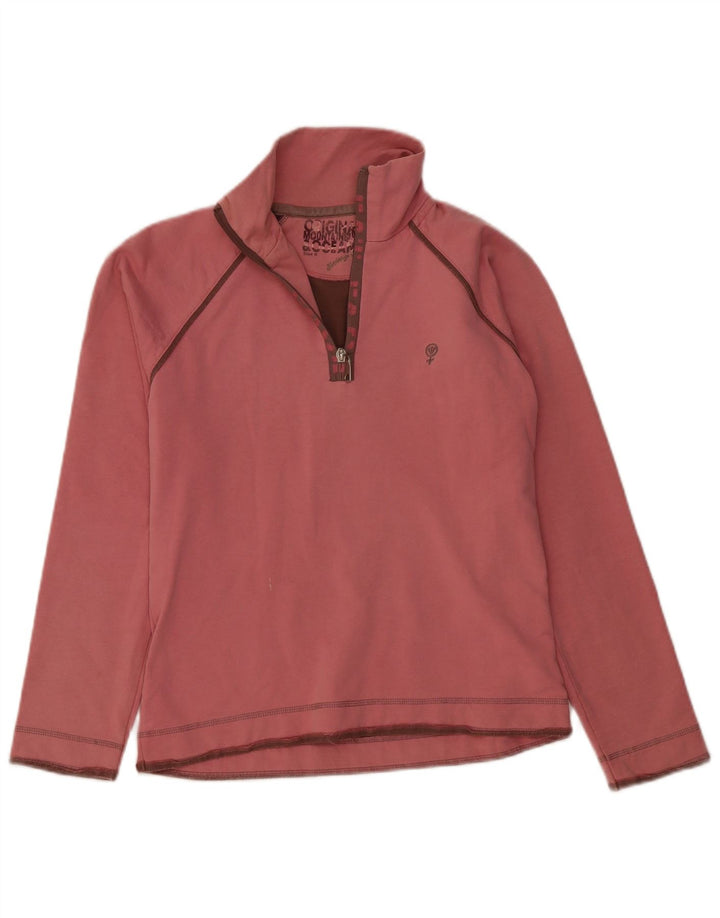 Fat Face Ženska majica s izrezom s patentnim zatvaračem UK 8 Mali ružičasti pamuk