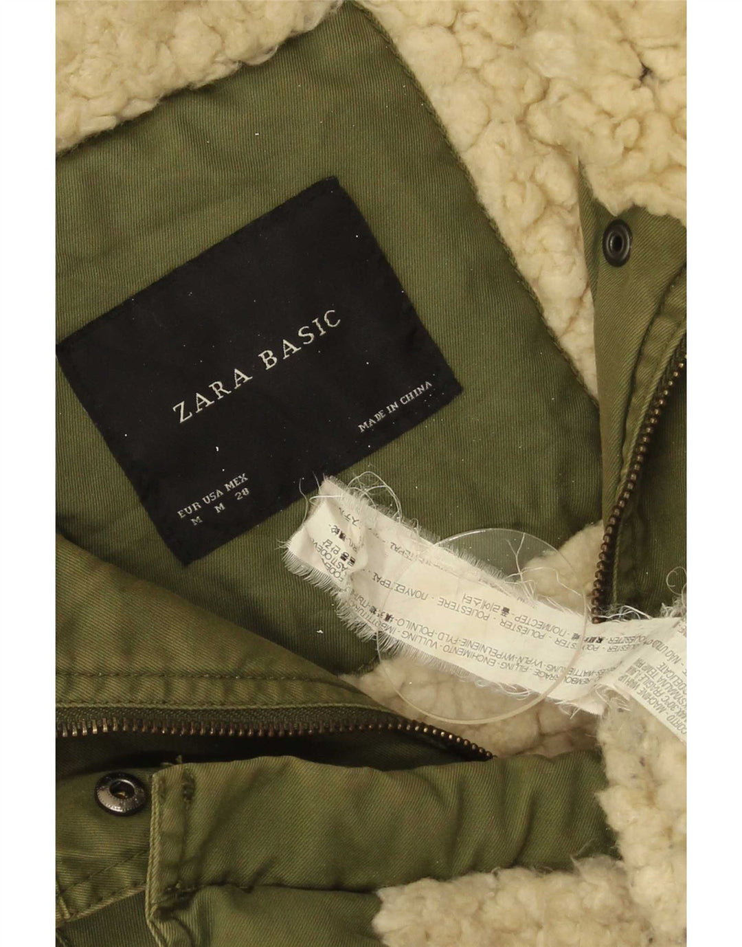 Zara ženska parka jakna s kapuljačom UK 14 srednje kaki poliester