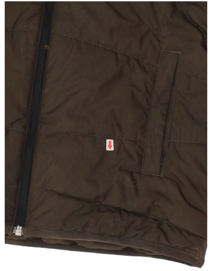 Podstavljena jakna s kapuljačom za dječake Adidas 9-10 godina kaki poliester u boji