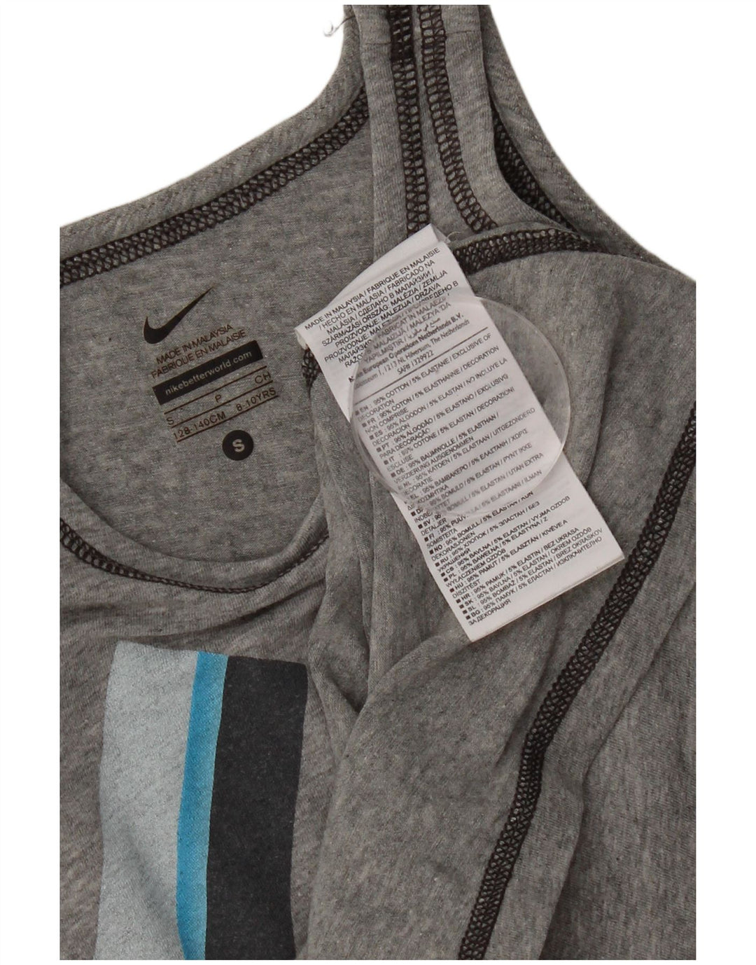 Nike Boys Graphic Vest Top 8-9 Years Small Grey Pamuk