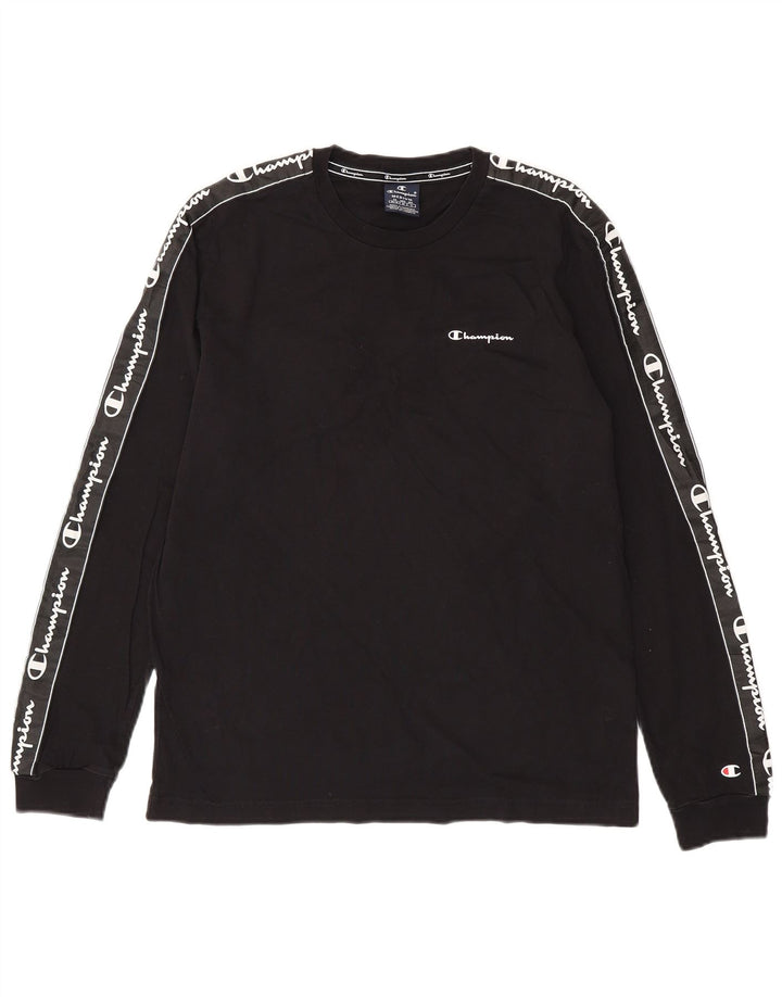 CHAMPION Mens Graphic Top Long Sleeve Medium Black