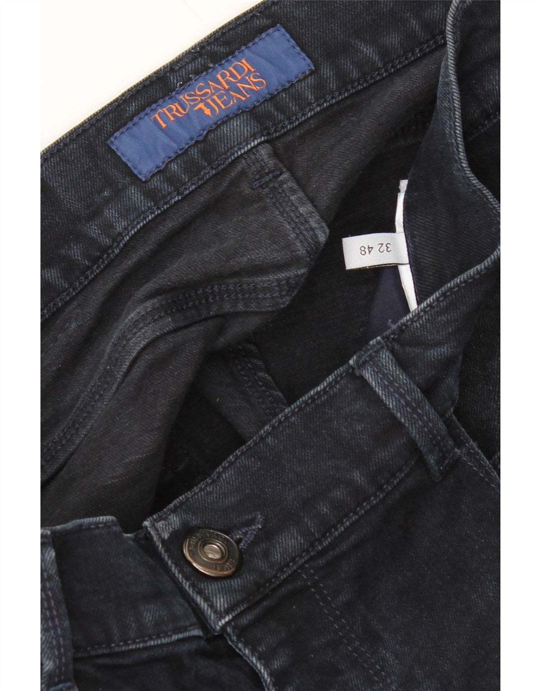 TRUSSARDI Mens Slim Jeans W32 L34 Navy Blue Vintage Trussardi and Second-Hand Trussardi from Messina Hembry 