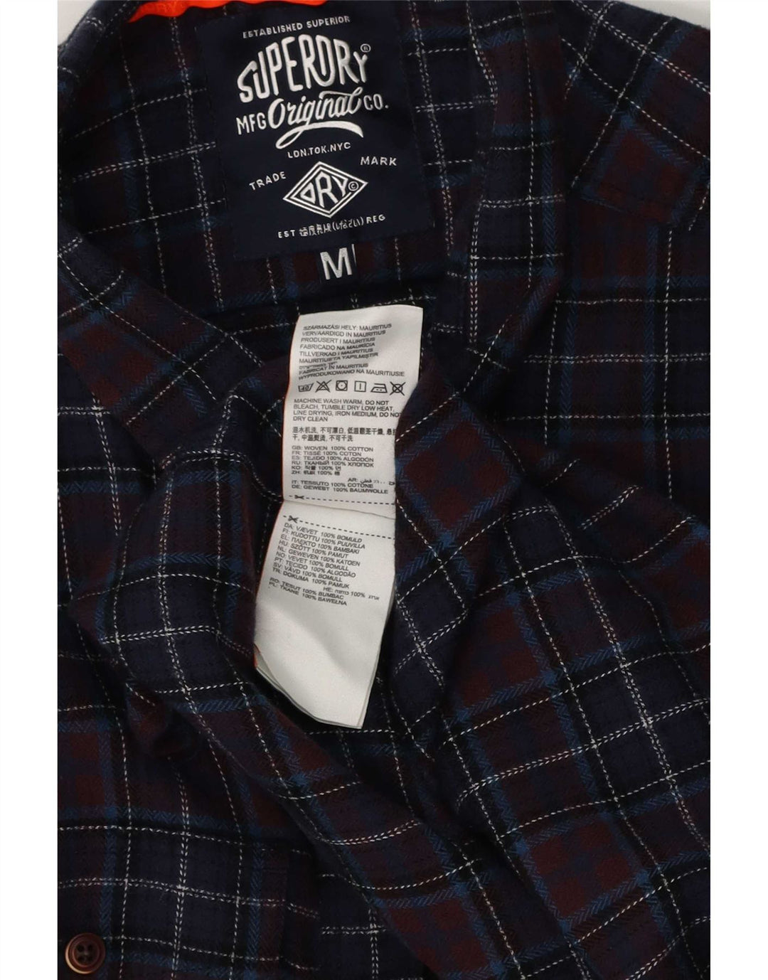 Superdry muška flanelska košulja standardnog kroja Srednje mornarsko plava karirana pamuk