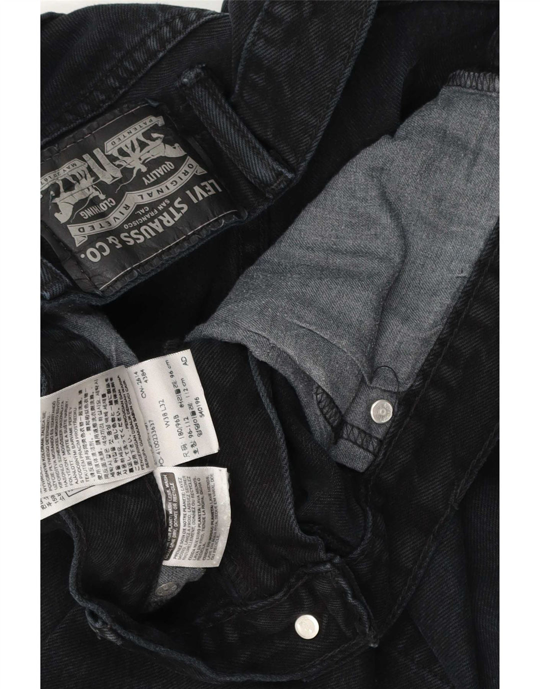 Levi's muške isprekidane ravne traperice W38 L32 crni pamuk