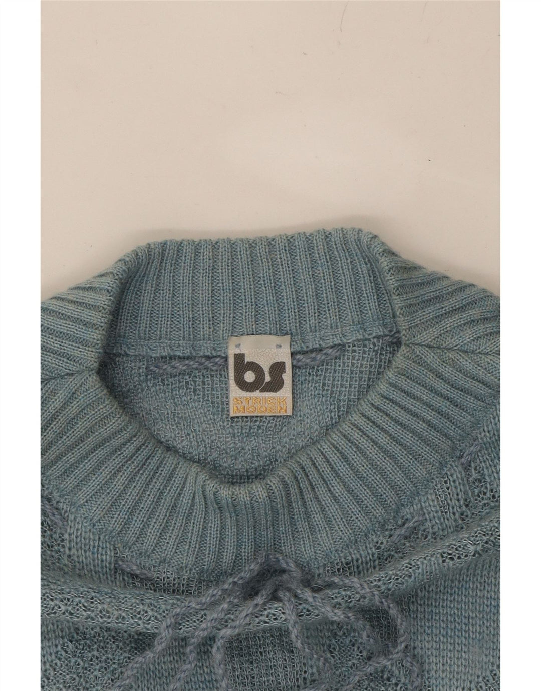 VINTAGE Womens Abstract Pattern Boat Neck Jumper Sweater UK 14 Large Blue Vintage Vintage and Second-Hand Vintage from Messina Hembry 