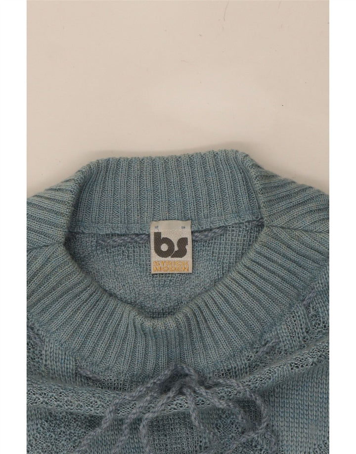 VINTAGE Womens Abstract Pattern Boat Neck Jumper Sweater UK 14 Large Blue Vintage Vintage and Second-Hand Vintage from Messina Hembry 