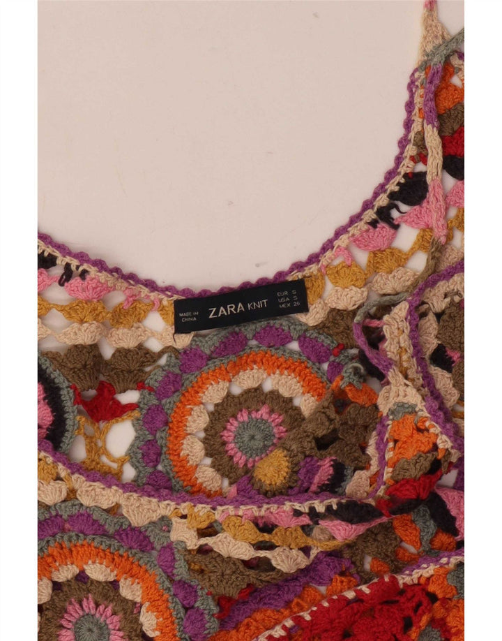 Zara ženski heklani Cami Top UK 10 malih višebojnih geometrijskih oblika