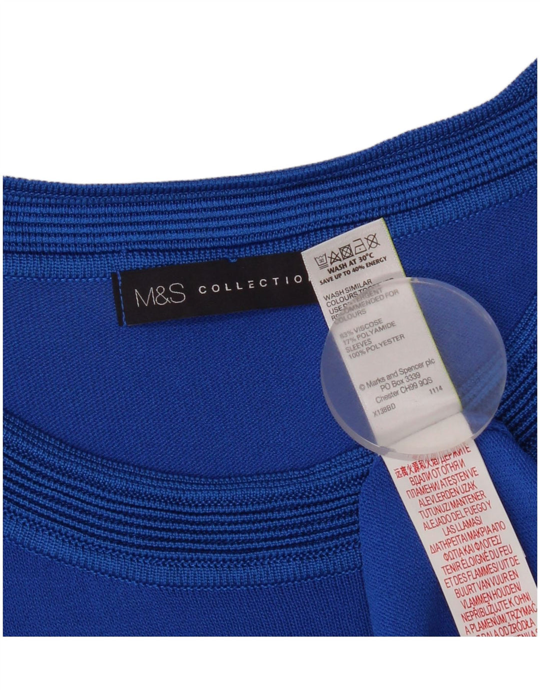Top ženske bluze Marks & Spencer UK 12 Srednje plava geometrijska viskoza
