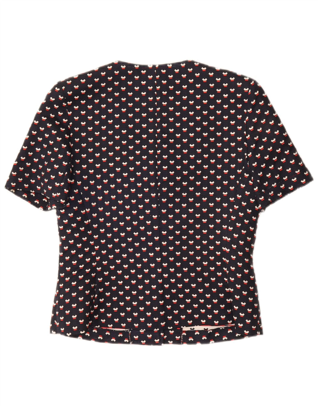 VINTAGE ženski set od 2 komada s 3 gumba UK 12 Srednje mornarsko plava točkasta