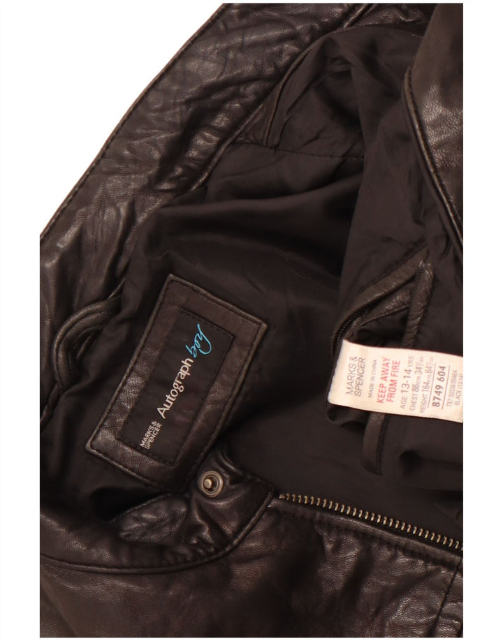 Marks & Spencer Boys Autograph kožna jakna 13-14 godina crna koža