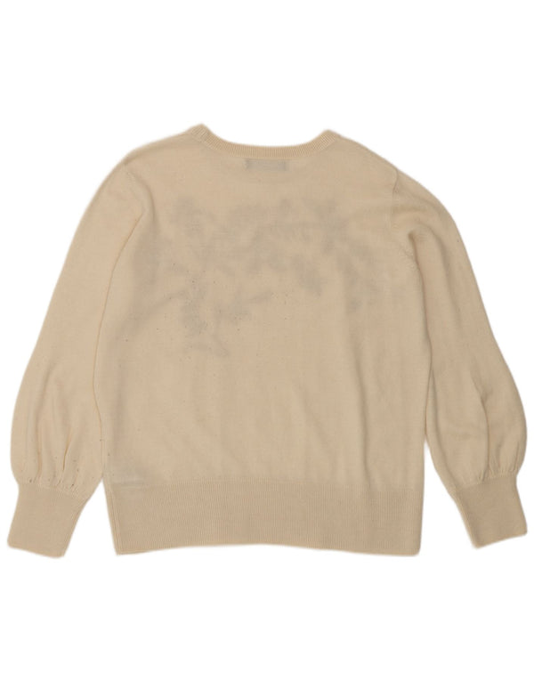 Marks & Spencer ženski džemper s veznim izrezom UK 14 Large Off White