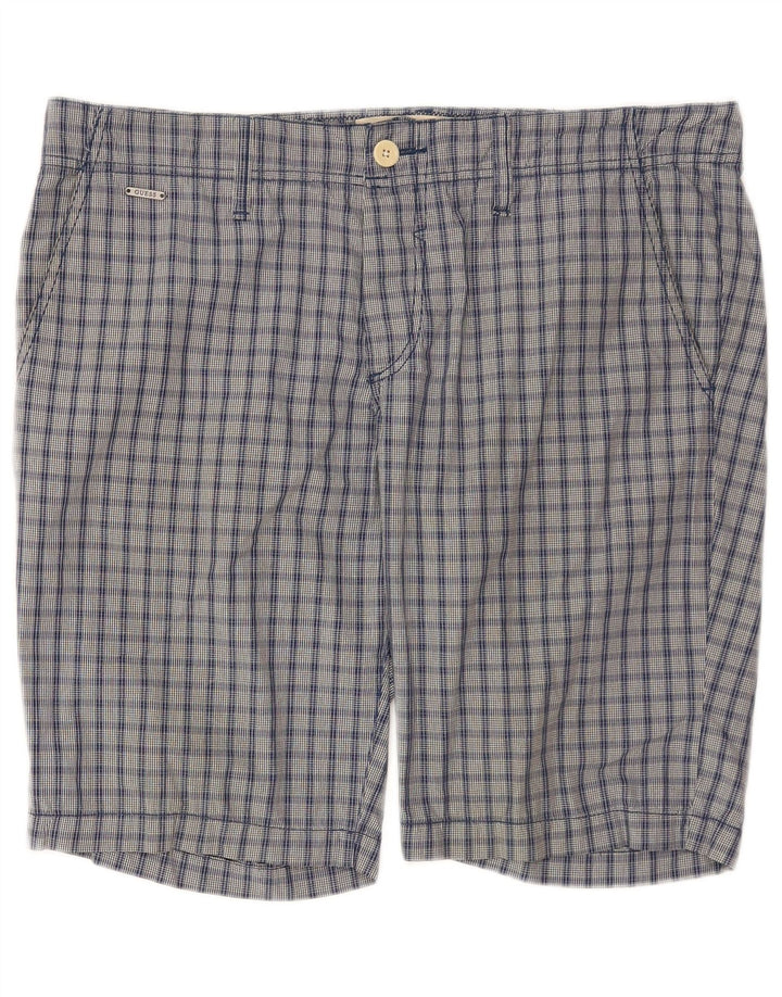 Guess muške chino kratke hlače W34 veliki plavi karirani pamuk