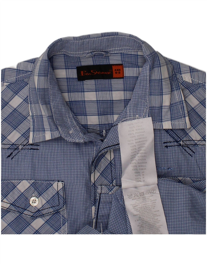 BEN SHERMAN Boys Shirt 8-9 Years Blue Check Cotton