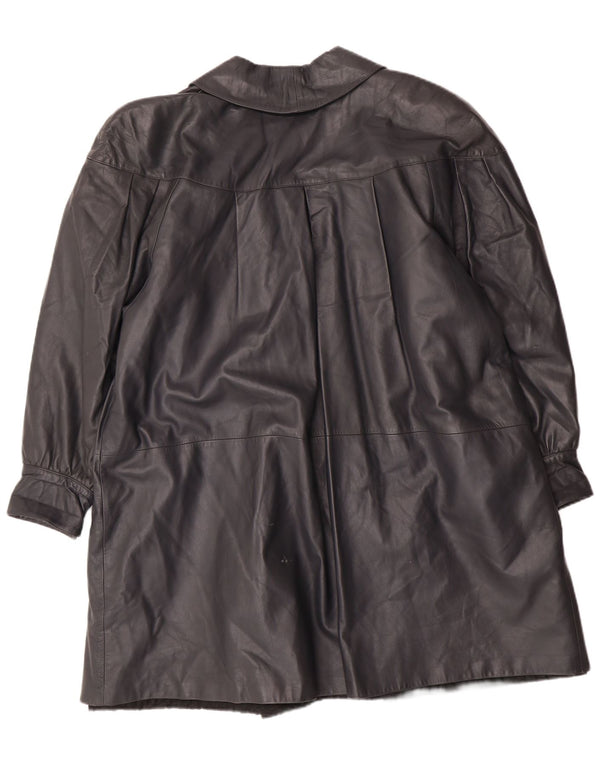 Vintage ženski preveliki kožni kaput IT 44 srednje crne kožne klasike