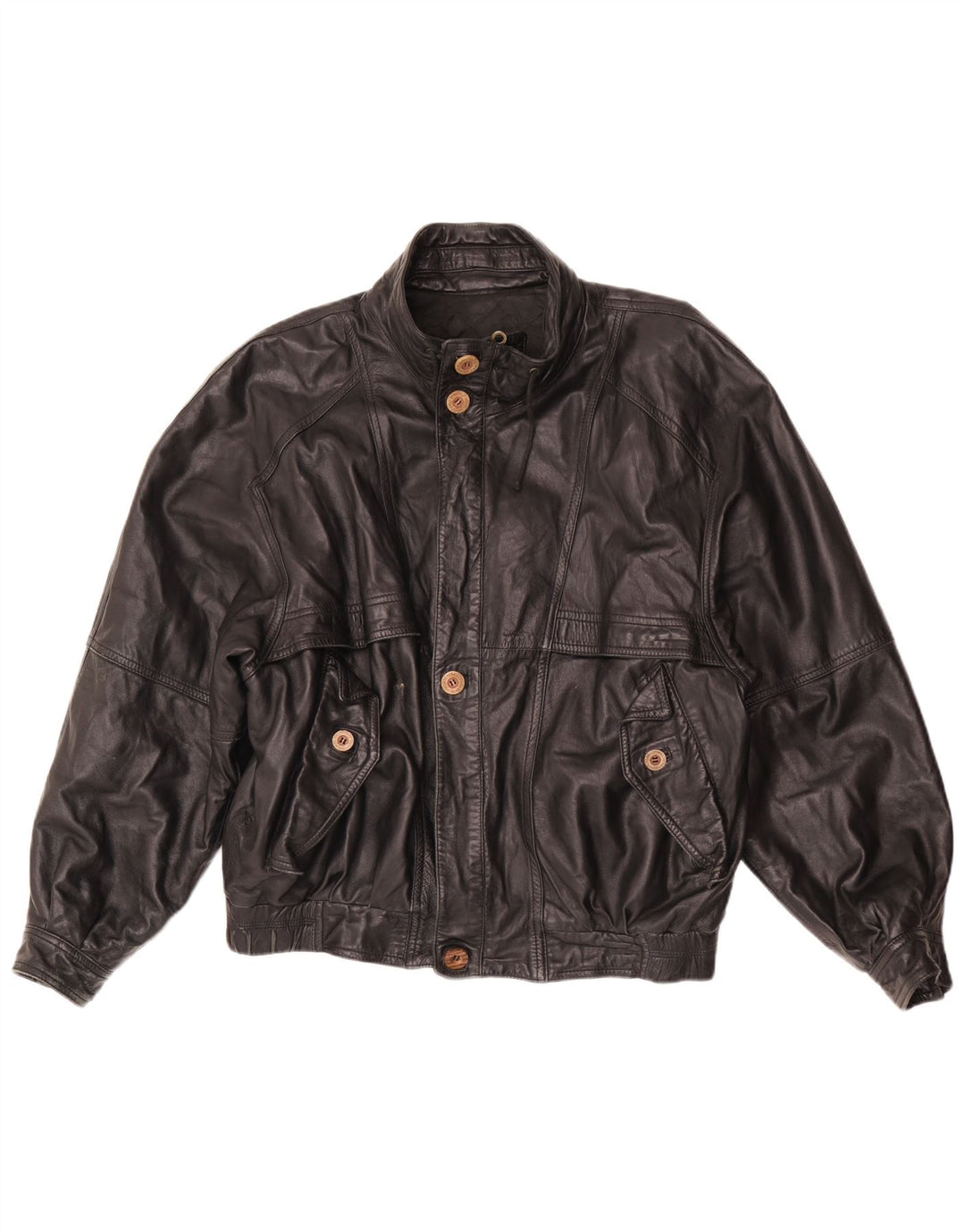 Vintage muška široka kožna jakna UK 38 srednje crna