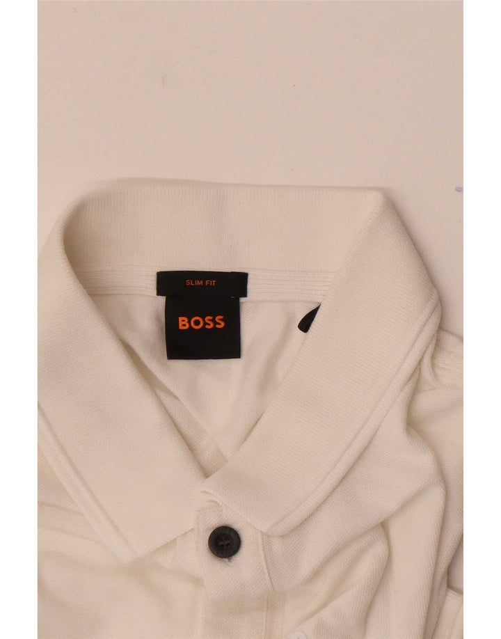Muška uska polo majica Hugo Boss Srednji bijeli pamuk