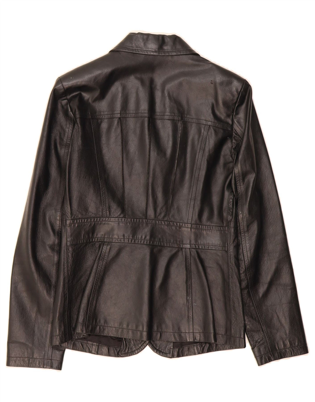 BENETTON Womens Leather Jacket IT 40 Small Black Leather Vintage Benetton and Second-Hand Benetton from Messina Hembry 