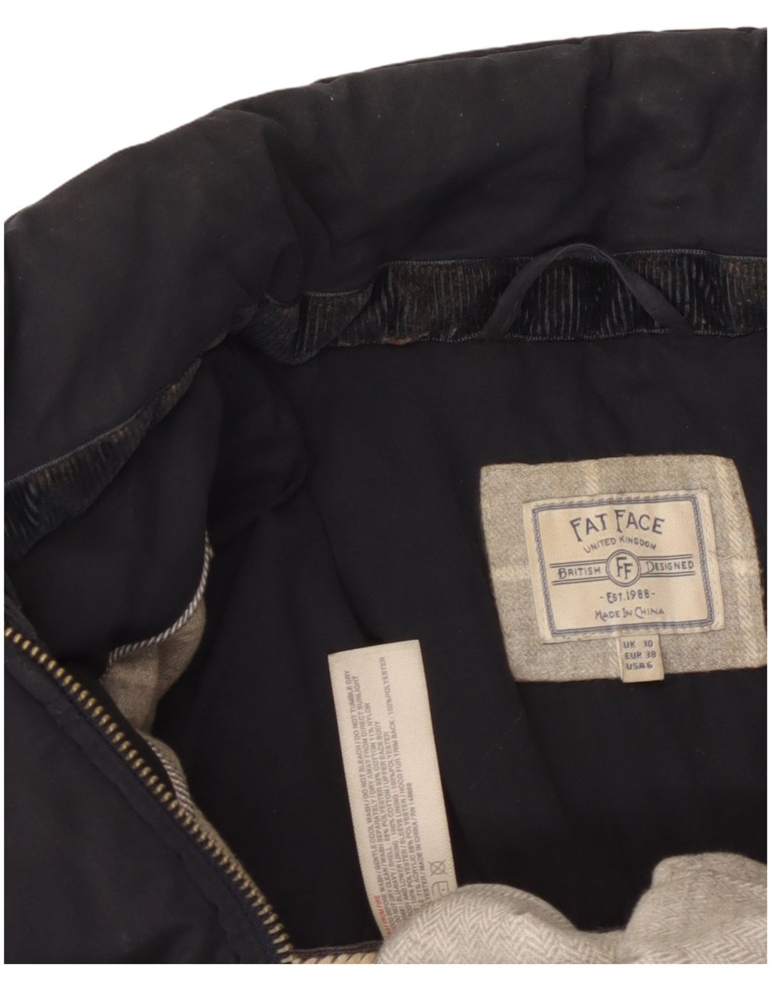 Fat Face ženska podstavljena jakna UK 12 Srednji crni poliester