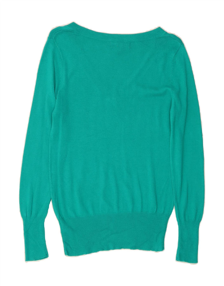 MOSSIMO Womens V-Neck Jumper Sweater UK 12 Medium Turquoise Nylon Vintage Mossimo and Second-Hand Mossimo from Messina Hembry 