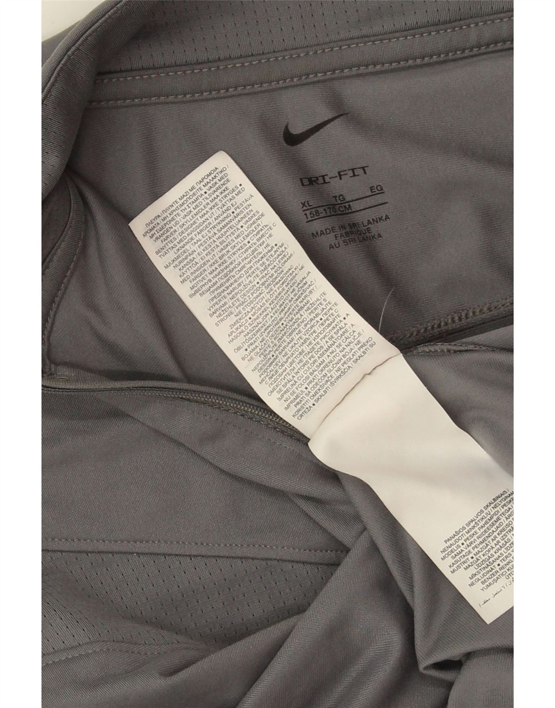 NIKE Boys Dri Fit Zip Neck Pullover Tracksuit Top 13-14 Years XL Grey Vintage Nike and Second-Hand Nike from Messina Hembry 