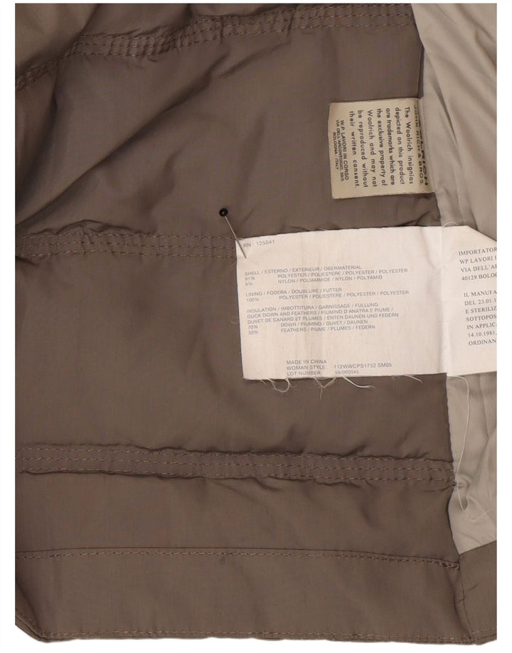 Woolrich ženski podstavljeni kaput s kapuljačom UK 6 XS sivi poliester zimski
