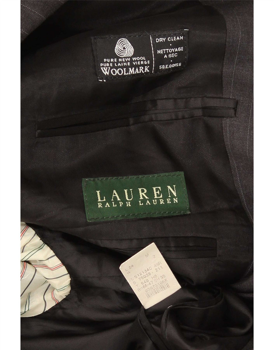 Ralph Lauren muška jakna sako s dva gumba UK 46 2XL vuna na sive pruge