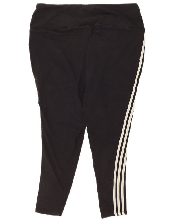 Adidas ženske tajice UK 28-30 3XL crne pamučne sportske pruge