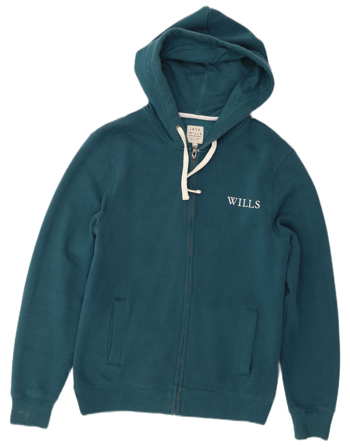 Jack Wills muški pulover s kapuljačom na patentni zatvarač Srednje tirkizni pamuk