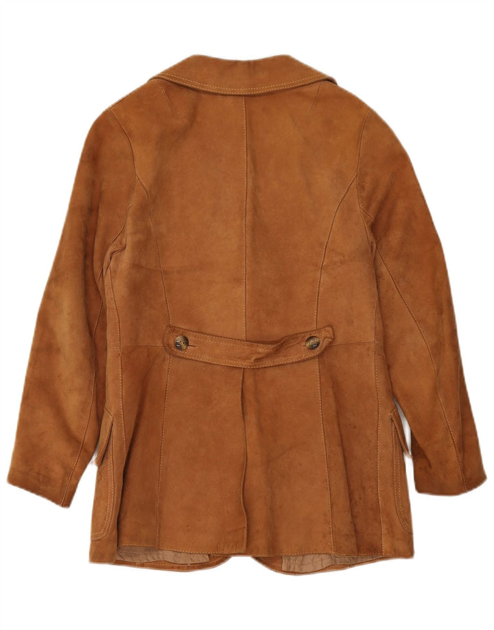 VINTAGE Ženska jakna od brušene kože s 3 gumba IT 42 Srednje smeđa