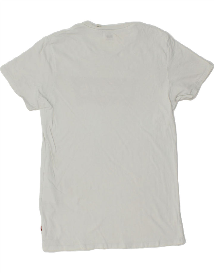 LEVI'S Womens Graphic T-Shirt Top UK 12 Medium White Cotton Vintage Levi's and Second-Hand Levi's from Messina Hembry 